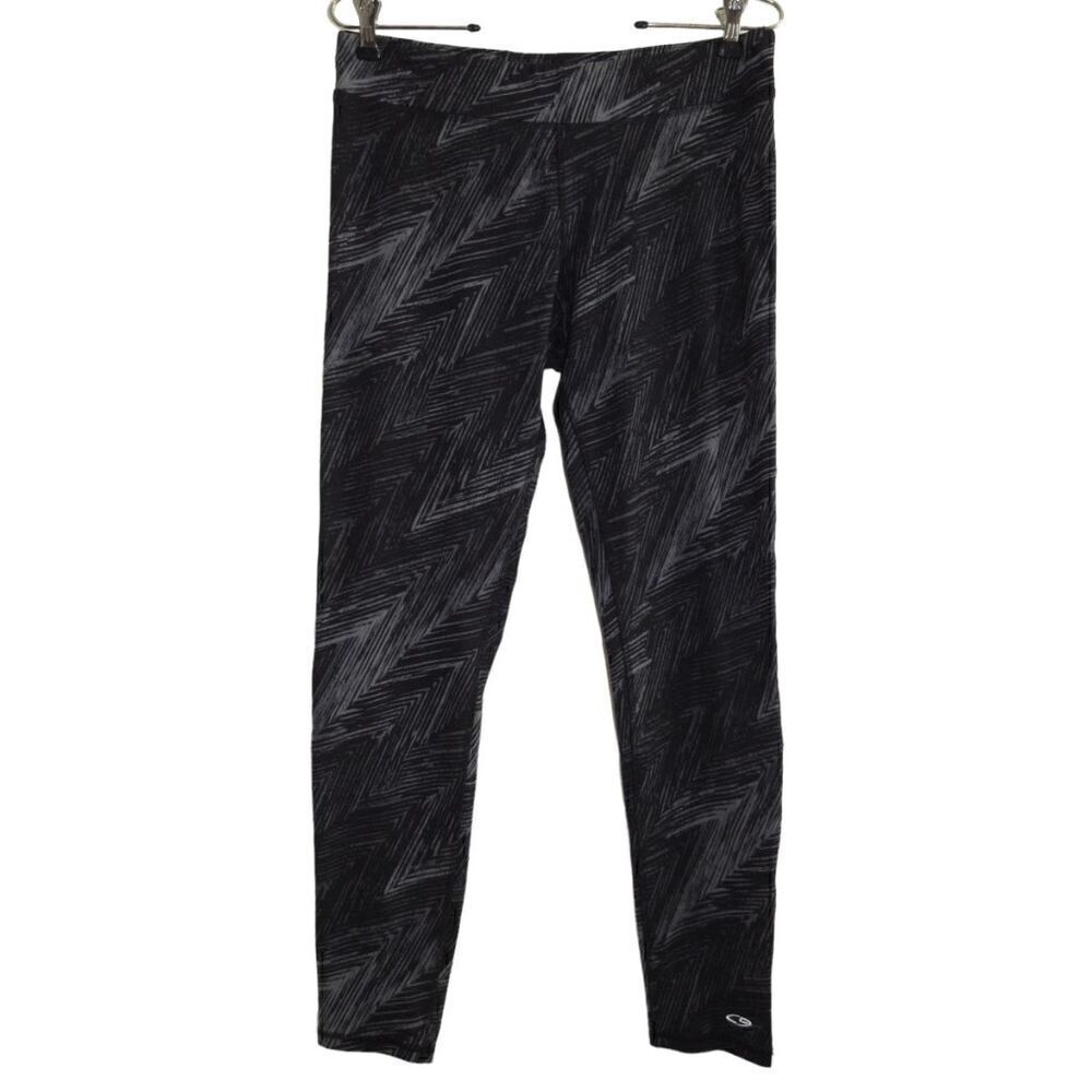 Champion Duo Dry Gray & Black Pattern Leggings Sz L‎